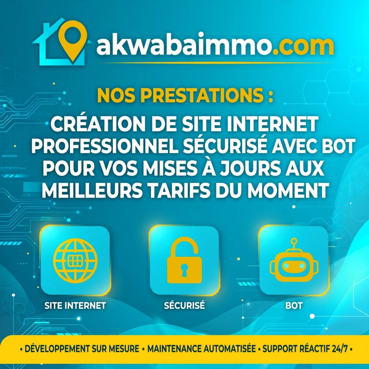 AkwabaImmo : création de site internet professionnel sécurisé avec bot
